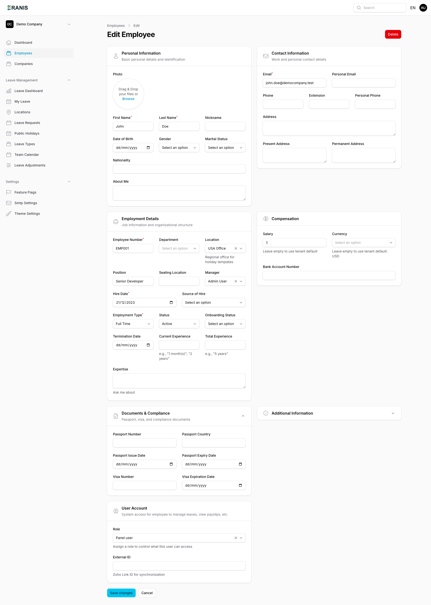 Employee Profile Form