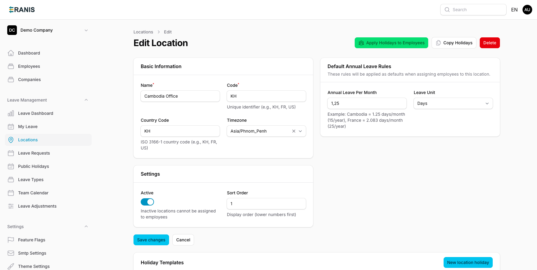 Location Configuration